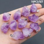 5 10 15PCS SET Natural Irregular Amethyst Rock Stone Pendants For Jewelry Making Diy Ornament Accessories For Men & Women