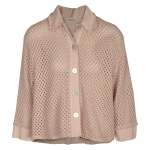 Raw Edge Crochet Denim Style Jacket - Antique Rose S m