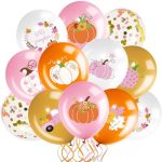 Capoda 47 Pcs Pink Pumpkin Balloons Fall Baby Shower Balloons Party Decorations Girl Fall Theme Maple Leaf Pumpkin Truck Gold Co