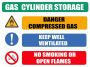 Gas Cylinder Storage Danger Compressed Air 40X60CM Sign.