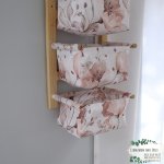 Modern Nappy Or Toy Stacker With Wooden Frame Pink Floral