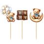 24 Piece - Baby Shower Cupcake Toppers Set - Teddy Bear Theme Cake Picks