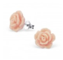 C6882-B81-E19 - Sterling Silver Rose Earings Light Peach Glitter 10MM