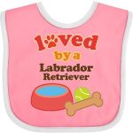 Inktastic Labrador Retriever Loved By A Baby Bib Pink And White 10569