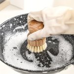 Bambo O Dish Scrub Brush Soap Dish Kitchen Wooden Dish Scrubber Cleaning Brush For Washing Dish Cast Iron Pan Pot For Commercial