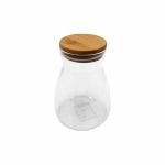 Borosilicate Shaped Glass Canister With Bamboo Lid 1LT 16X11 5CMD