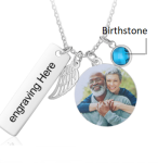 CNE104645 - Personalized Photo Necklace With Birthstone Stainless Steel