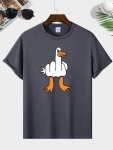 Feral Duck Cartoon Printed Men's Round Neck T-Shirt With Comfy Short Sleeves Design Perfect For Summer Everyday Life & Outdoor V