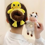 Cute Cartoon Bear And Kitten Plush Knitted Embroidered Hair Accessories Headband High Ponytail Headband