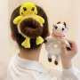 Cute Cartoon Bear And Kitten Plush Knitted Embroidered Hair Accessories Headband High Ponytail Headband