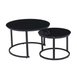 2-PIECE Round Black Coffee Table Set