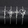 1PC/4PCS Stainless Steel Love Faith Letter Cross Bracelet Set Church Prayer Religious Pendant Hand Jewelry