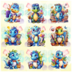 Tear Resistant Deco Print Cute Dino 9'S