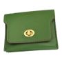 Solid Natural Green Pu Leather Fashion Three Layered Card Holder Wallet