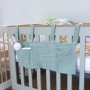 Muslin Cot Storage Bag Side Of Cot 3 Pockets Green In Stock