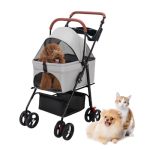 Ilkqeppe Dog Stroller For Small Dogs Pet Stroller For Medium Dogs With Removable Carrier 3-IN-1 Foldable Cat Stroller With Cup H