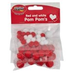 Pom-poms Various Sizes Red And White