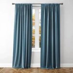Dc Crushed Velvet Taped Lined Curtain Ready To Hang 225X218CM Cobalt