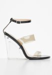 Footwork Claret Ankle Cuff Wedge Heel - Black