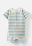Cotton On The Short Sleeve Zip Romper - Vanilla-dusty Blue summer Stripe