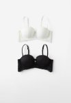Cotton On Holly Lace Strapless Push Up Bra 2PK - Black & Cream