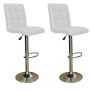 White Imprezza Faux Leather Barstools With Gear Lift And Swivel Function - Set Of 2