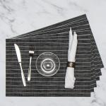 Grey Two Tone Striped Placemats - 6 Pack