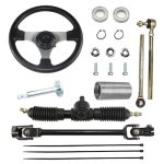 Pro Bat 300MM 11.8" Steering Wheel Steel Kit 320MM 12.6" Gear Rack Pinion Adjustable Shaft Set Replacement For 110CC Go Kart G