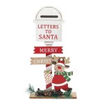 Mailbox PineWood 20X5X39CM White Red & Wood - Reindeer