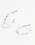 Silver Diamante Baguette Huggie Earrings
