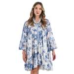 Floral Print Lace Tiered MINI - White S m