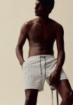 Seersucker Swim Shorts - White Patterned