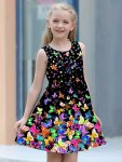 Girls Colorful Butterfly Print Princess Dress - Sleeveless Summer Clothing For Casual And Formal Occasions