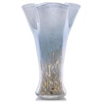 9.0"H Blue Glass Vases For Flowers Unique Hand Blown Glass Vase Blue White Home Decor Wide Mouth Colorful Flower Vase Centerpiec