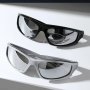 2pcs Wrap Around Sports Fashion Glasses For Women Men Y2K Mirrored Outdoor Sun Shades For Driving Hiking Travel
