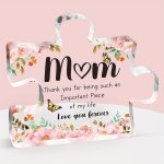 1PC Acrylic Exquisite Flower Puzzle Decorative Gifts For Mom From Daughter Son Delicate Mom Birthday Gifts From Daughter Son Mom Acrylic Plaque Gifts Desk