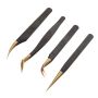 Eyelash Tweezer Curved Precision Tool 4PCS