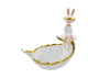 White Rabbit Resin Ornamental Decorative Bowl