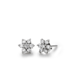 Sterling Silver Cubic Zirconia Flower Petite Stud Earrings