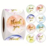 500PCS Colorful Round Thank You Sticker Seal Label Paper Roll Packaging Decoration Handmade Thank You Sticker