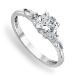 White Gold Moissanite Womens Marquis Ring