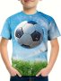 Trendy Football 3D Print T-Shirt Tees For Boys Casual Short Sleeve T-Shirt For Summer Spring Fall Tops As Gifts