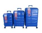 Smte Unbreakable Travel Luggage 3 Piece Suitcases Spinner Blue With Keychain