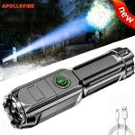 1 2PCS Super Bright Zoomable Flashlight Portable Multi-functional Telescopic Zoom For Outdoor Home Use