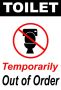Toilet Temporarily Out Of Order 20X30CM Sign - 4 Pack.