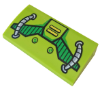 Parts Slope Curved 2 X 4 X 2 3 With Bottom Tubes With Green Grille And Gray Hoses Pattern 88930PB069