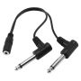 3.5MM 1/8 Stereo Female To Dual 1/4 Male Mono Angle Y Splitter Cable