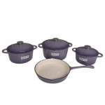 Smte 7-PIECE Cast Iron Cookware Set 3 Casserole Pots With Lids With Keychain