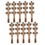 13 Bell Instruments Hand Bell Sleigh Bells Jingler Bell Stick Christmas Hand Jingle Bells Wooden Hand Sleigh Bells 10 Pcs