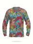 Men's Floral Print Sun Protection Shirt Active Breathable Long Sleeve Crew Neck Slim-fit High Stretch Rash Guard For Fishing Hiking Outdoor